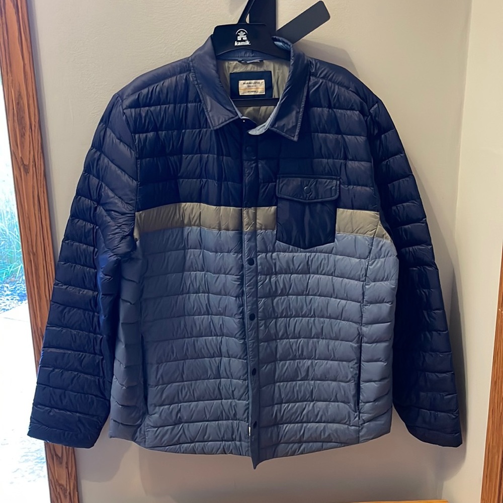 Marine Layer Navy and Gray Quilted Jacket